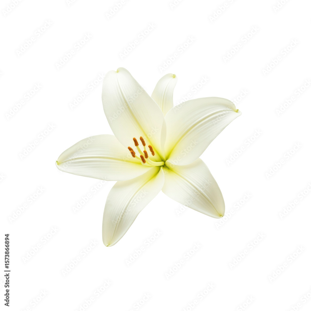 Naklejka premium Single Elegant White Lily Flower on Transparent Background