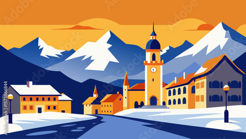 winter landscape with church