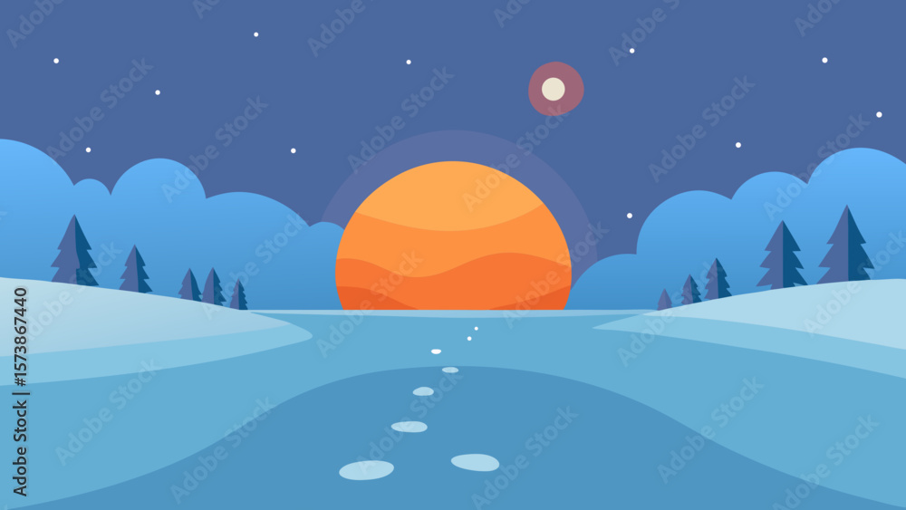 Fototapeta premium winter landscape vector illustration
