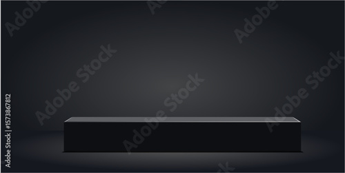 Black elegant cube block podium stage pedestal and platform vector. Ideal for product displays, awards, presentations, or minimalist design needing a sophisticated base.
