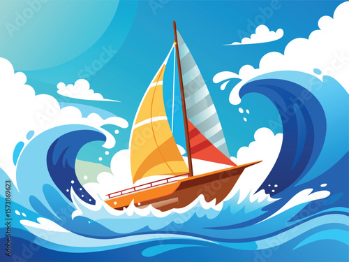 Sea Power with Tiny Brave Sailing Vessel