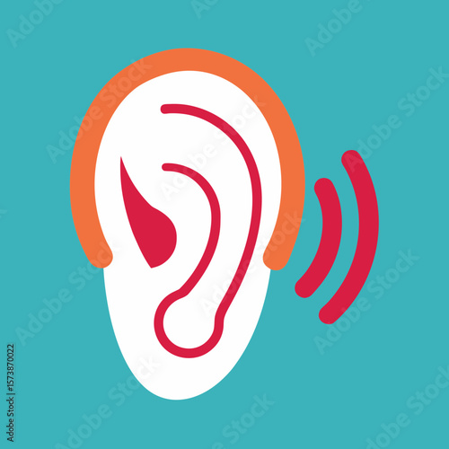 Ear Icon With Waves Design