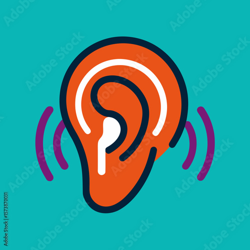 Hearing Sound Ear Icon Vector