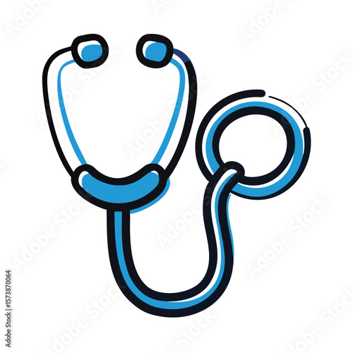 A blue stethoscope is isolated on white background for medical examination