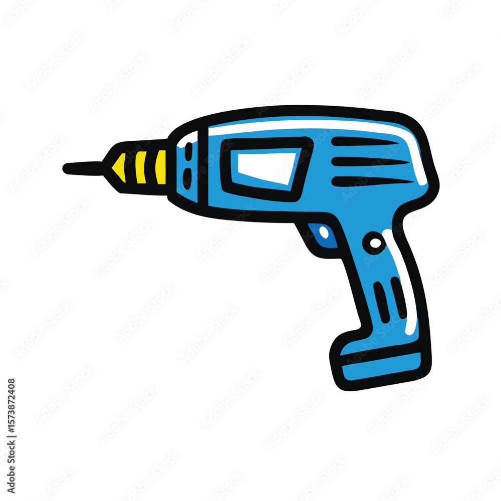 A blue power drill is ready for work isolated on white background A blue power drill is ready for work isolated on white background