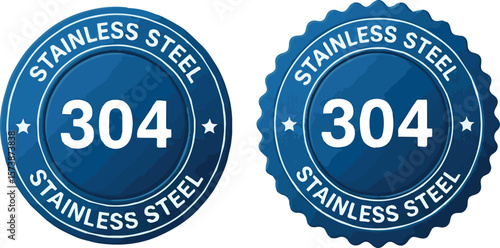 Stainless Steel 304 grade signs on white background