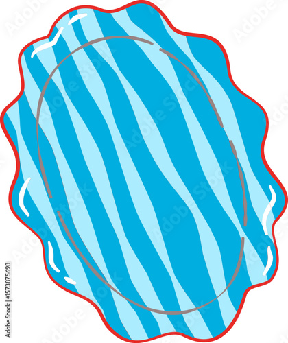 Abstract blue palette with retro floral patterns, seamless wave design and colorful vintage elements for decorative illustrations.