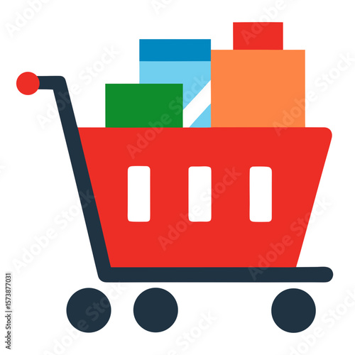 Shopping Cart With Products Silhouette Vector