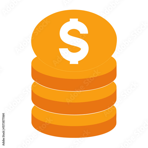 Money Coins With Dollar Icon Vector