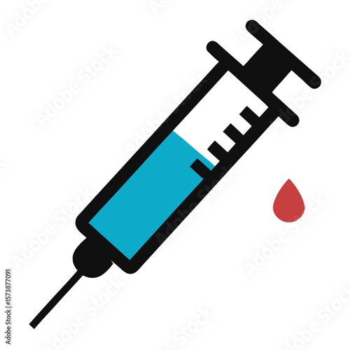 Syringe With Drop Icon Silhouette Design