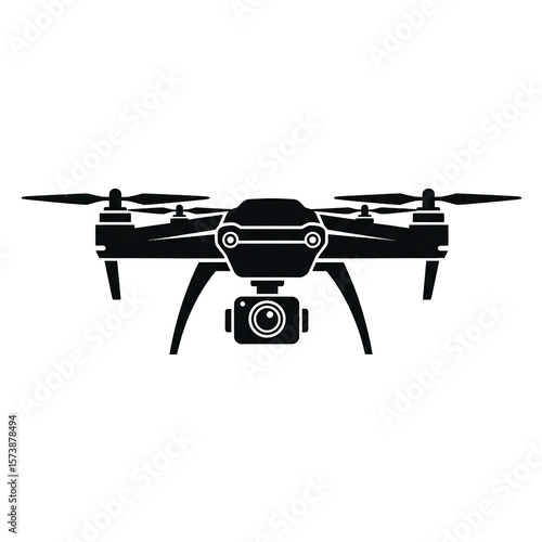 Black and White Quadcopter Drone Silhouette PNG  Modern Tech & Aerial Photography Design
