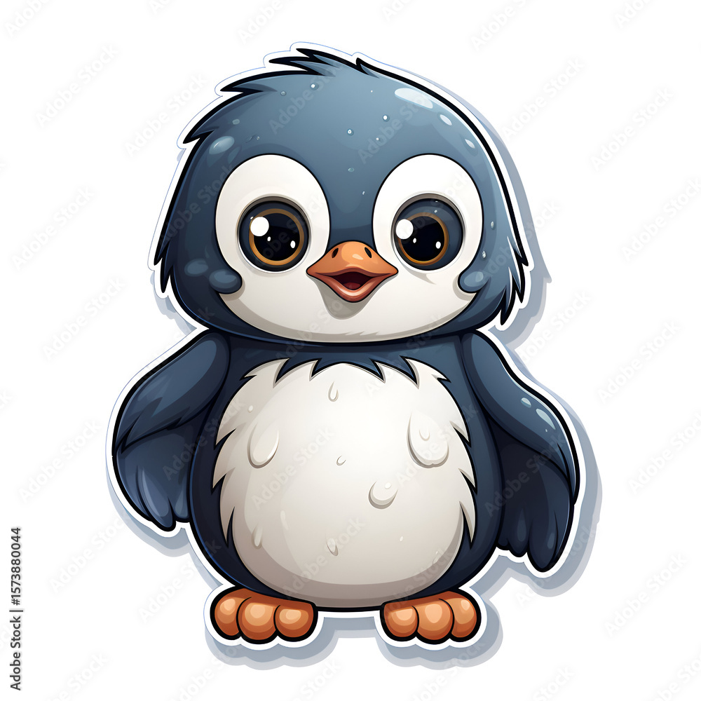 Obraz premium Adorable Baby Penguin Cartoon Illustration