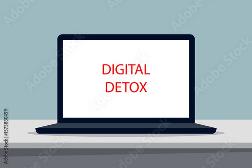 Laptop displaying digital detox message promoting a break from internet and social media