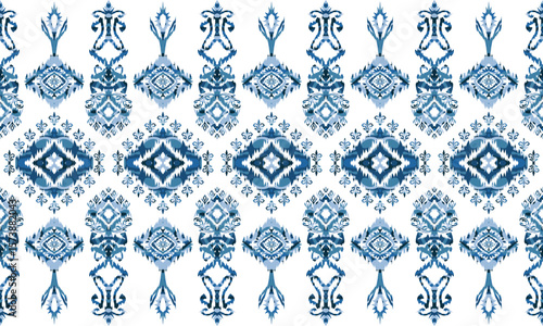 Hand draw Ikat floral paisley embroidery.Ikat ethnic oriental pattern traditional.great for background ,curtain, carpet, wallpaper, clothing, wrapping,batik,clothing or decorations.