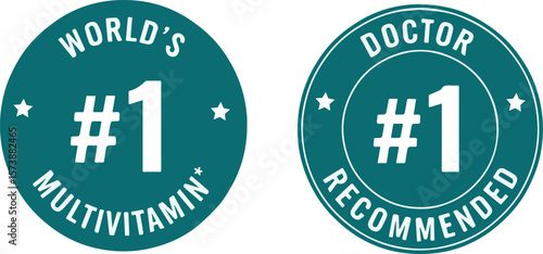 "World's #1 Multivitamin" and "Doctor Recommended" badge icons on white background