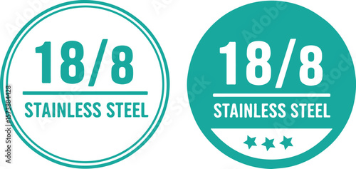 18/8 Stainless Steel Label on White Background