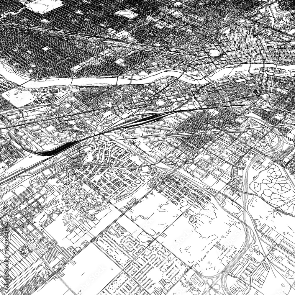Naklejka premium 3D illustration of city and urban in Minneapolis USA