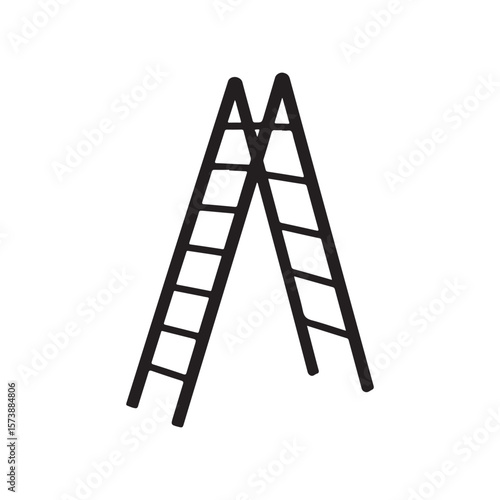 Wooden step ladder silhouette isolated on white background. Step ladder icon vector illustration design
