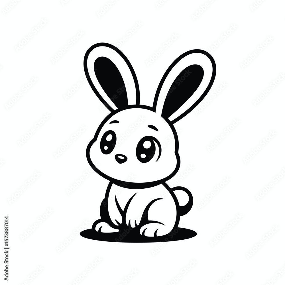 Obraz premium Cute Cartoon Rabbit Illustration with Big Eyes and Long Ears