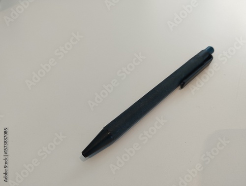 Simple Black Ballpoint Pen for Office and School Use on a Clean White Background