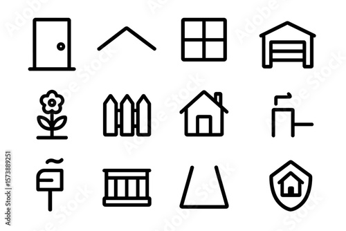 Minimalist home and garden icons set for modern design needs