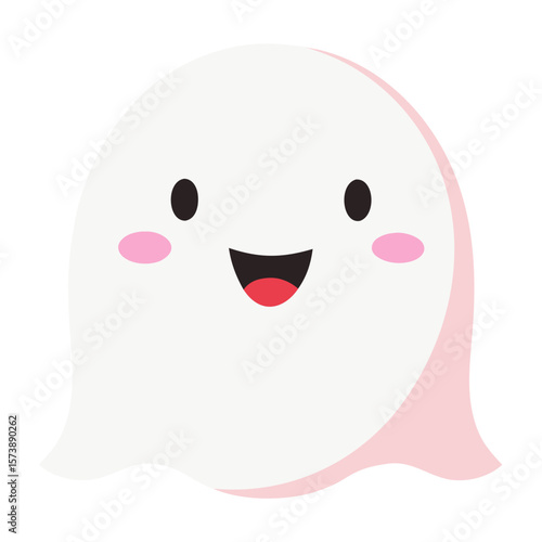 Smiling Ghost With Pink Blush Icon