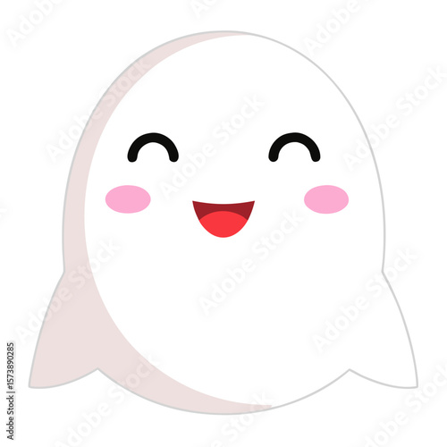 Cute Ghost Face With Blush Illustration