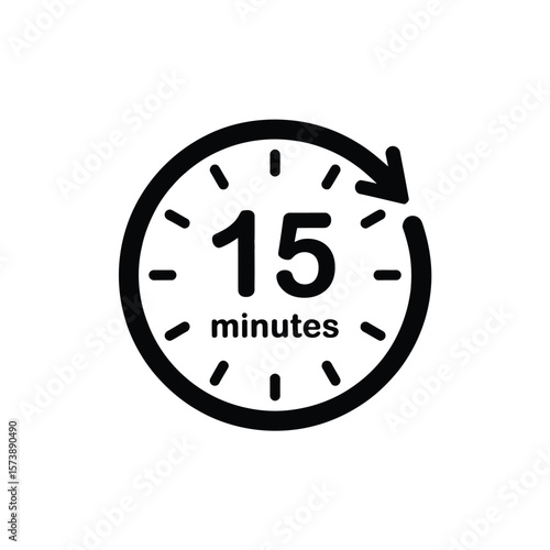 Fifteen minutes timer icon representing time management and productivity