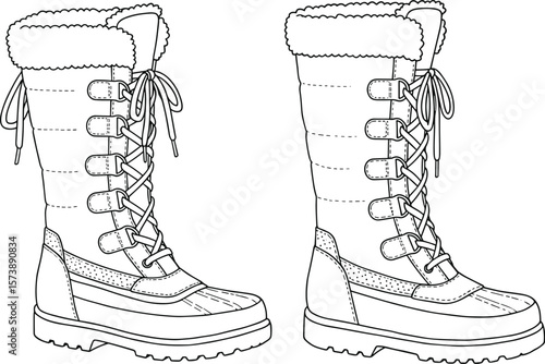Cozy Winter Boots with Fur Lining and Lace-Up Design, Perfect for Cold Weather Adventures