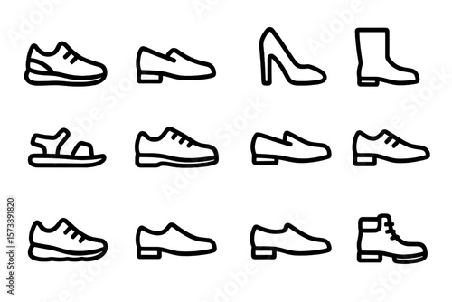 Diverse shoe silhouettes collection for fashion design projects