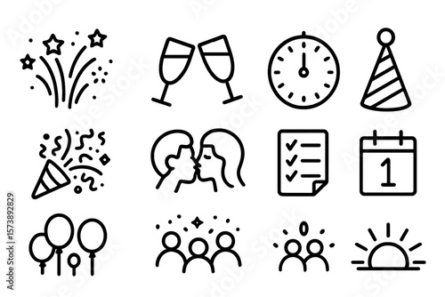 Celebration icons collection featuring party, romance, and festivity elements