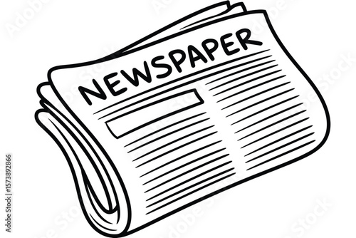 Simple black and white line drawing of a folded newspaper