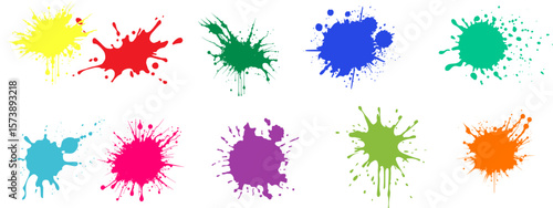 Colorful Paint Splatter Vector Set – Ink Blot Stain Clipart for Design Vector set 