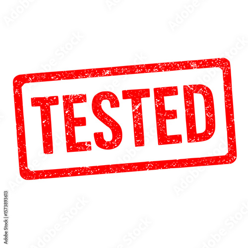 Red grunge style tested stamp isolated