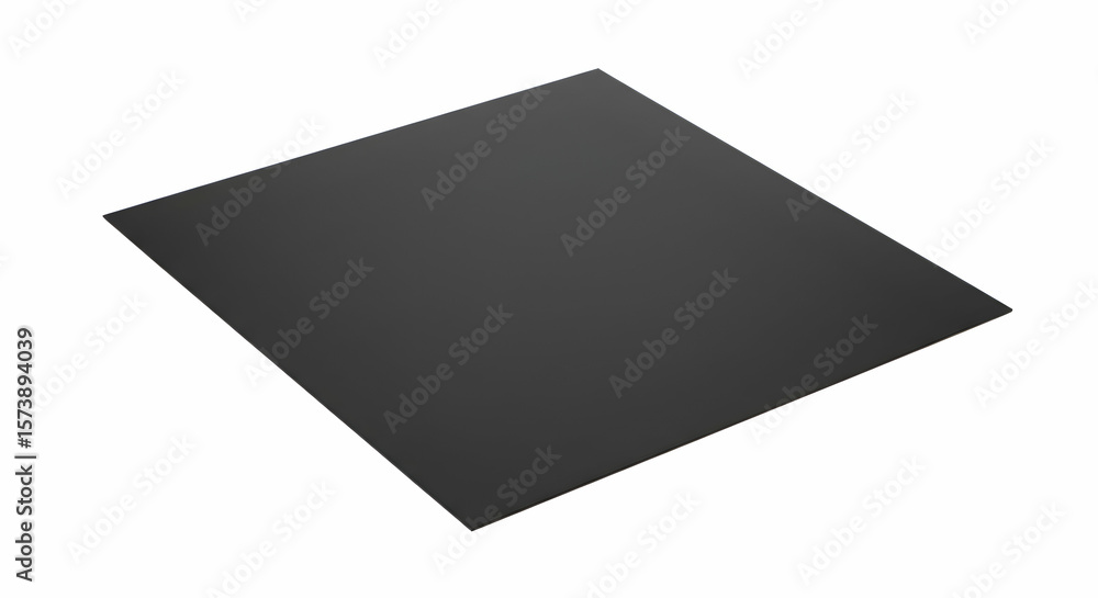 Blank black sheet of material on white background. Flat, square piece of matte black material presented in studio setting. Blank black sheet of material on white background. Flat, square piece of matte black material presented in studio setting.