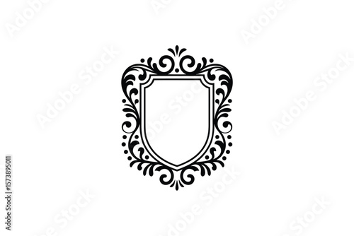 Elegant Ornamental Shield Frame for Logo Design or Heraldic Insignia