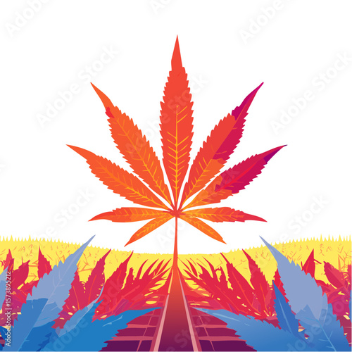Vibrant Cannabis Field Illustration