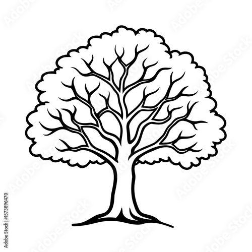 Stylized deciduous tree with branching limbs branches