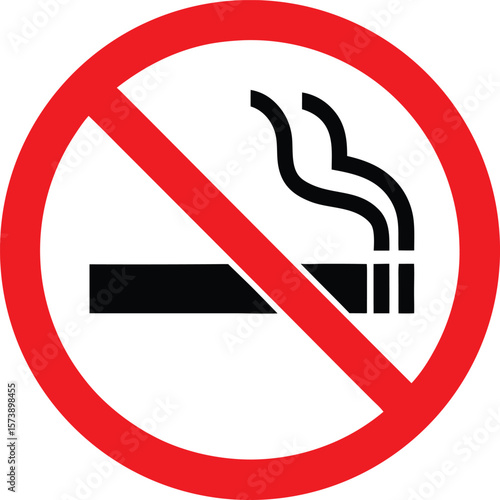 no smoking sign vector illustration with red prohibition circle and cigarette

