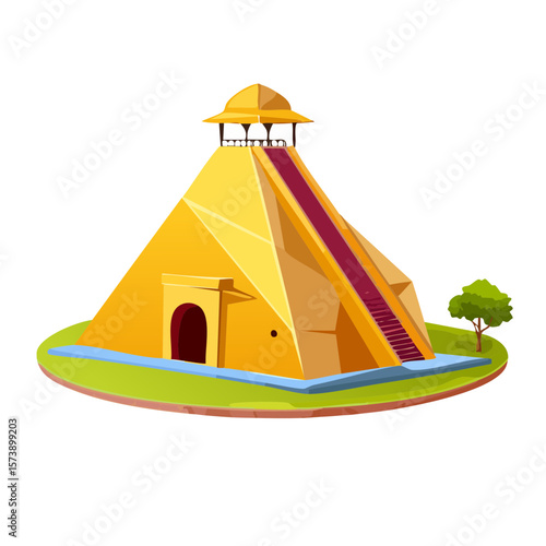 Ancient Mayan Pyramid Temple Illustration