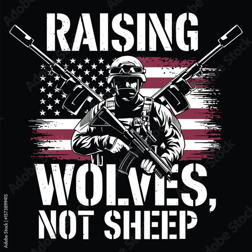Vector illustration of a soldier with a rifle, grunge sport poster design