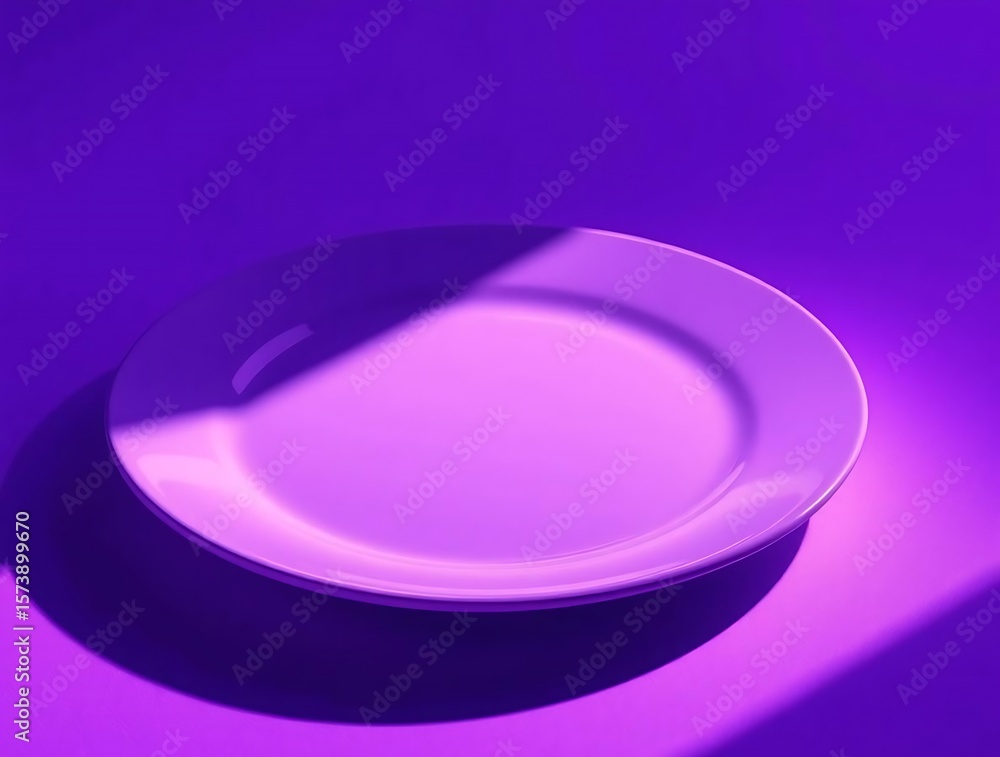 custom made wallpaper toronto digitalMinimalist purple scene with a ceramic plate resting under light shadows