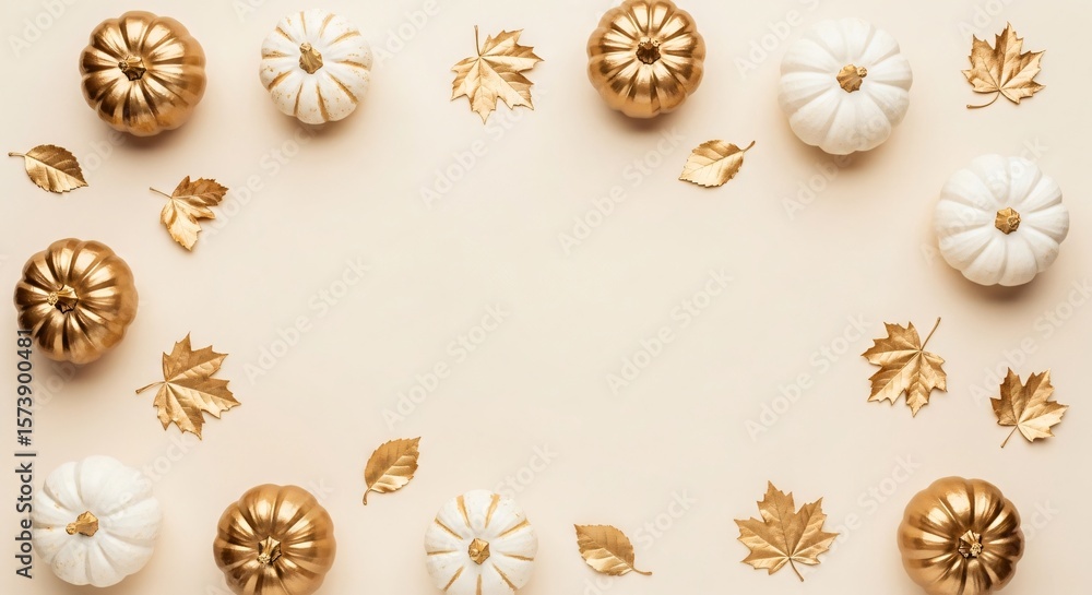 custom made wallpaper toronto digitalGold & White Pumpkins Autumn Frame: Perfect for Fall Designs