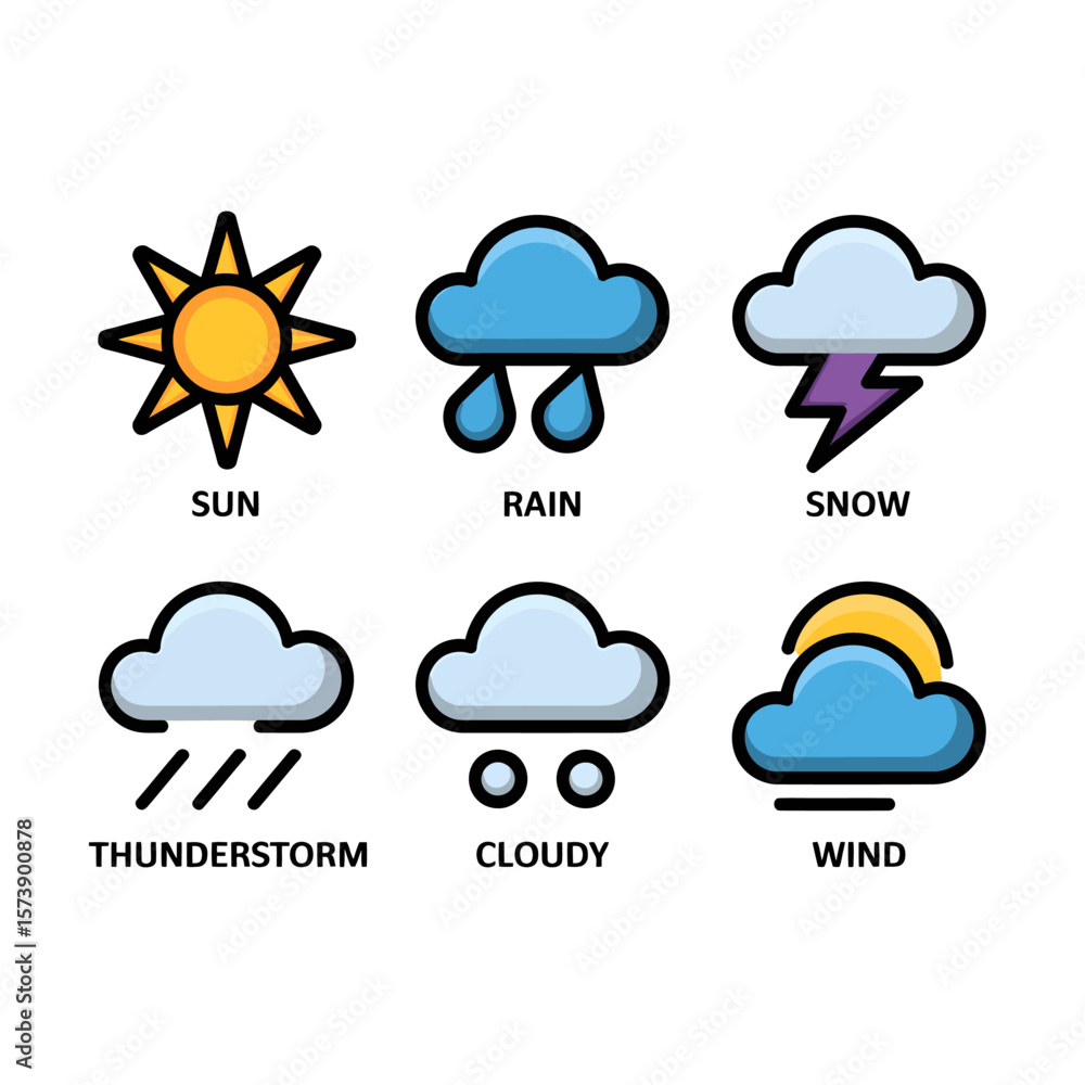 Obraz premium Weather Icon Vector Set