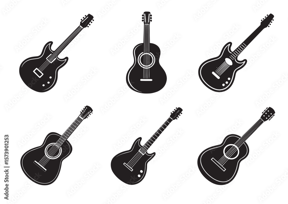 Fototapeta premium Guitar Vector, Guitar Design, Guitar Icon Set