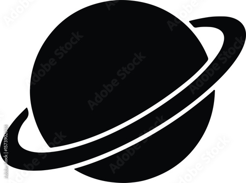 Silhouette Saturn planet with ring simple astronomy vector Illustrator