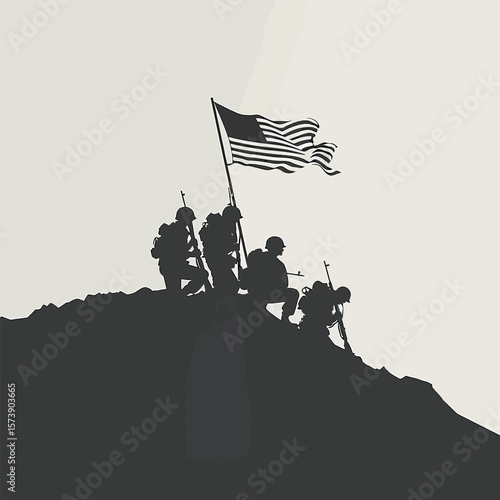 ultra simple single line graphic illustration of soldiers