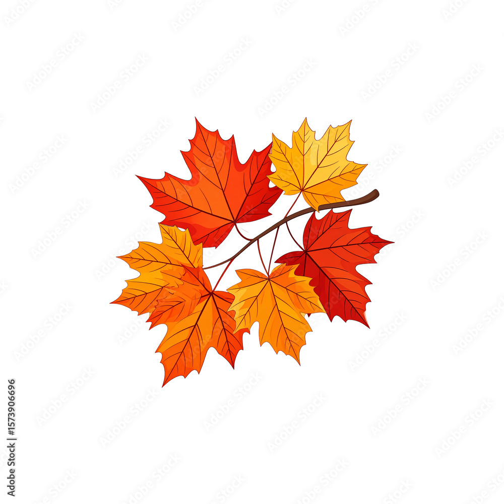 Fototapeta premium Colorful autumn maple leaves border with orange, red and yellow colors reflecting the natural beauty of autumn on a white background