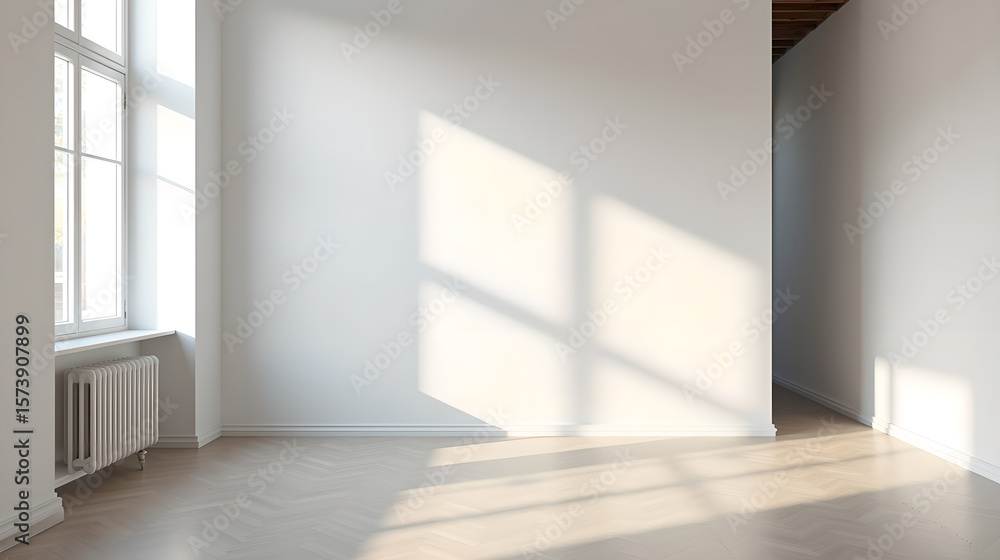 Obraz premium Wall with Sunlight and Window Shadows 