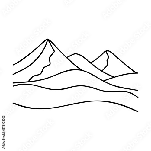 Stylized mountain peaks landscape outline nature